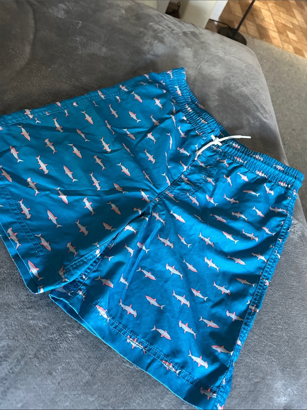 Old Navy Teal Blue Shark-Print Swim Shorts